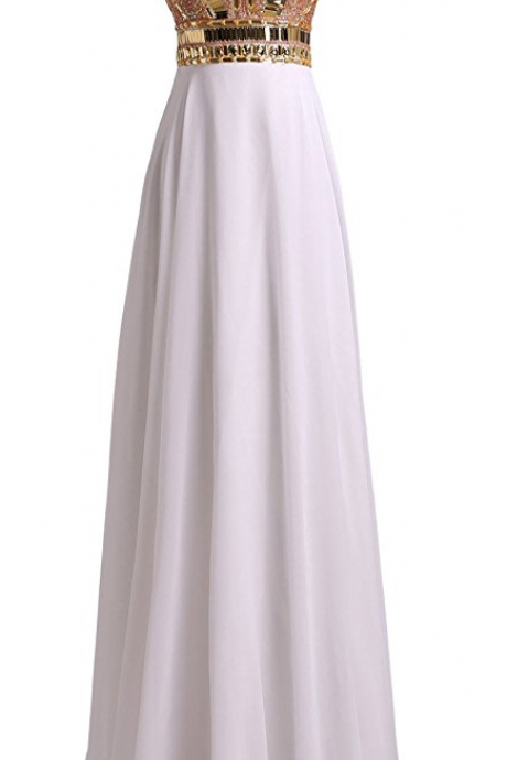 Prom Dresses A Line Chiffon Beaded Bodice Evening Gowns