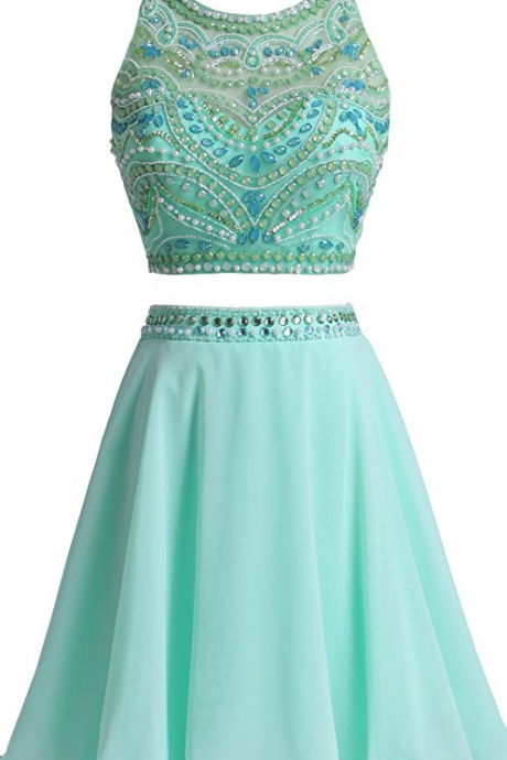 Homecoming Dresses Halter Two Pieces Short Prom Dresses