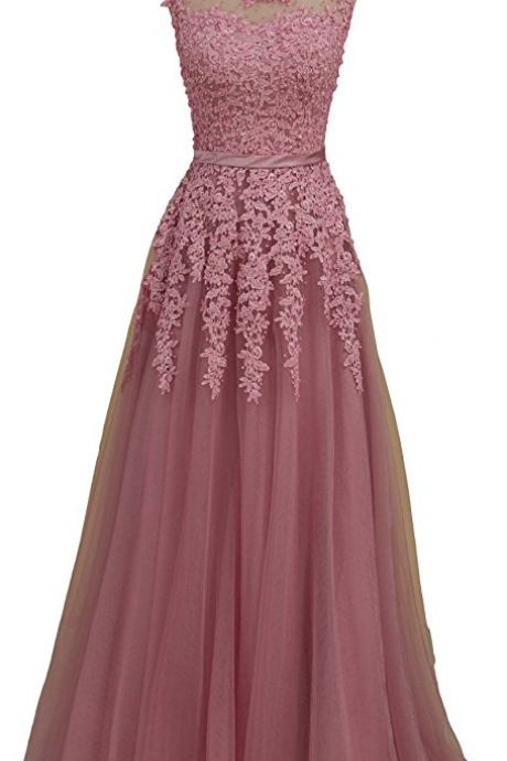 Prom Dresses Scoop A Line Tulle Floor Length Evening Gowns