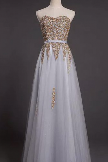 Charming Prom Dress,tulle A-line Evening Dress Featuring Beaded Embellished Sweetheart Bodice