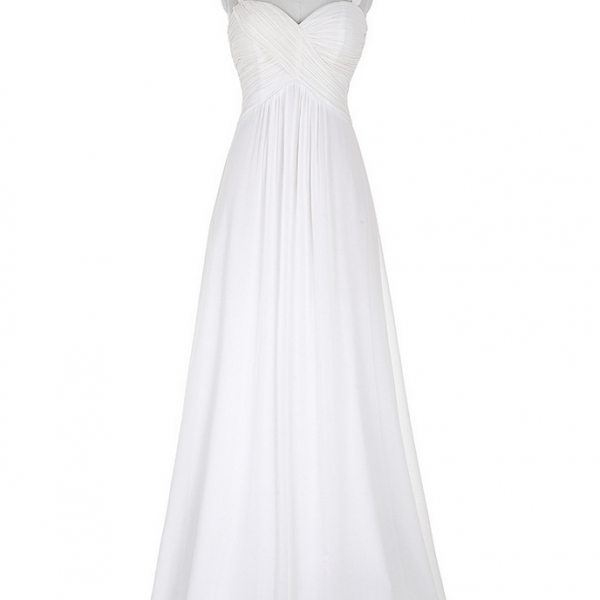  White Prom Dress 2016 Sweetheart Long Chiffon Evening Dress Ruched Wedding Party Prom Gowns