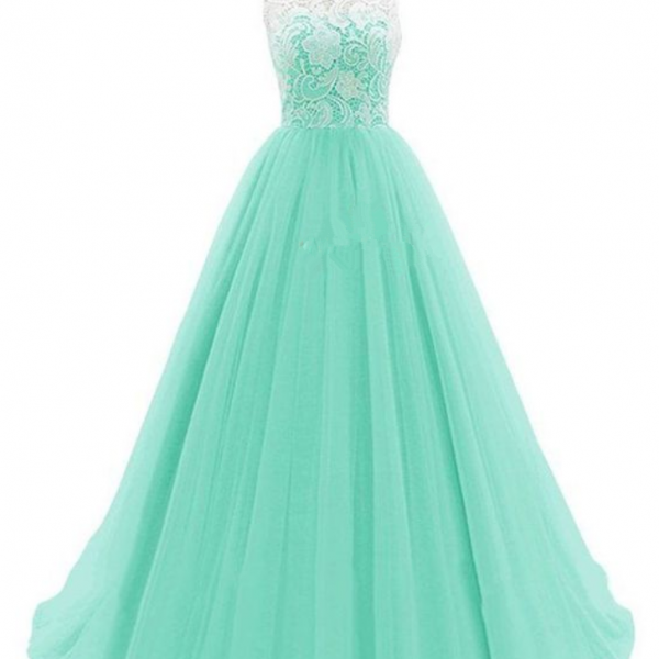 Elegant Mint Prom Dresses,Ruched Lace Prom Dresses,Sleeveless Prom ...