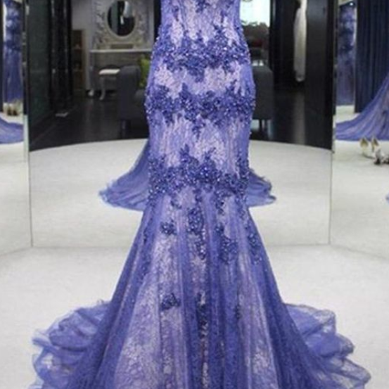 Custom Made Appliques Mermaid Lace Prom Dress main image 0