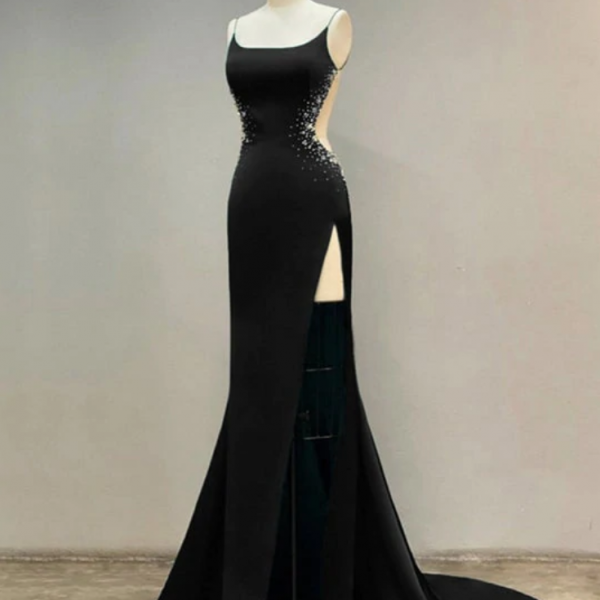 Prom Dresses,Sexy Mermaid Open Back Dresses With Slit