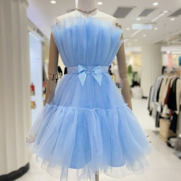 Homecoming Dresses,Tulle Party Dress With Bow, Lovely Formal Dresses Homecoming Dress