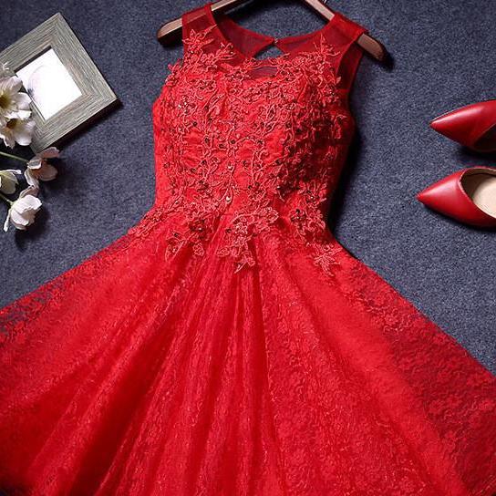 Red Homecoming Dresses,Lace Homecoming Dress,A Line Homecoming Dresses,Red Prom Dress,Appliqued Homecoming Dresses,Short Party Dresses