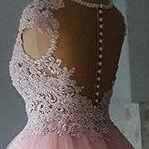Vintage Pink Short Lace Prom Dress, Homecoming..