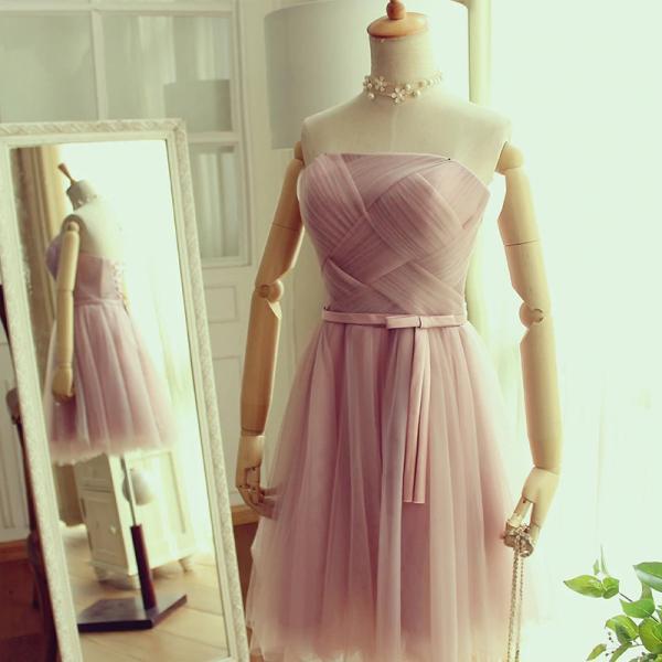 Lovely Tulle Short Homecoming Dress, Tulle Bridesmaid Dress