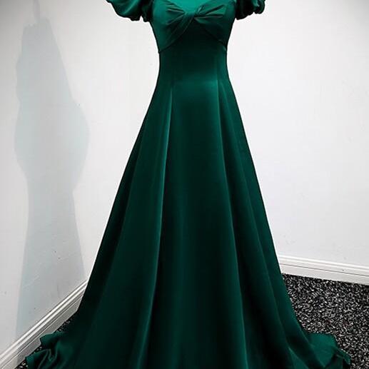 Long Prom Dresses, Formal Dresses ,Princess Prom Party Gowns,A-line Long Formal Dress with Puffy Sleeves
