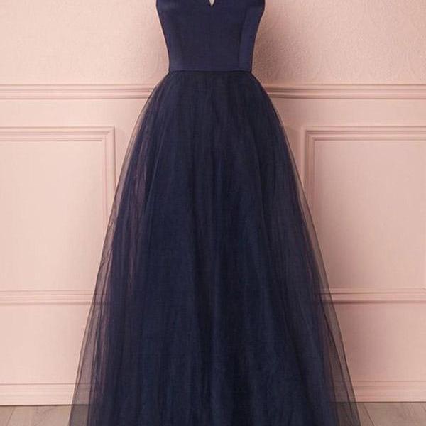 Tule Formal Prom Dress, Modest Beautiful Long Prom Dress, Banquet Party Dress