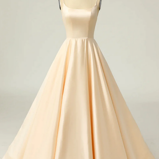 Elegant Backless Straps Satin Formal Prom Dress, Beautiful Long Prom Dress, Banquet Party Dress