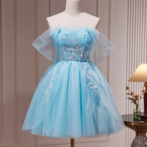 Short Homecoming Dress, Blue A-Line Short Prom Dress, Cute Blue Homecoming Dresses