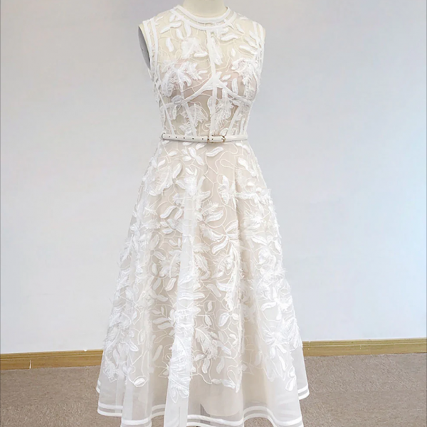Formal A-Line Halter White Lace Blush Satin Short Homecoming Dresses main image 0