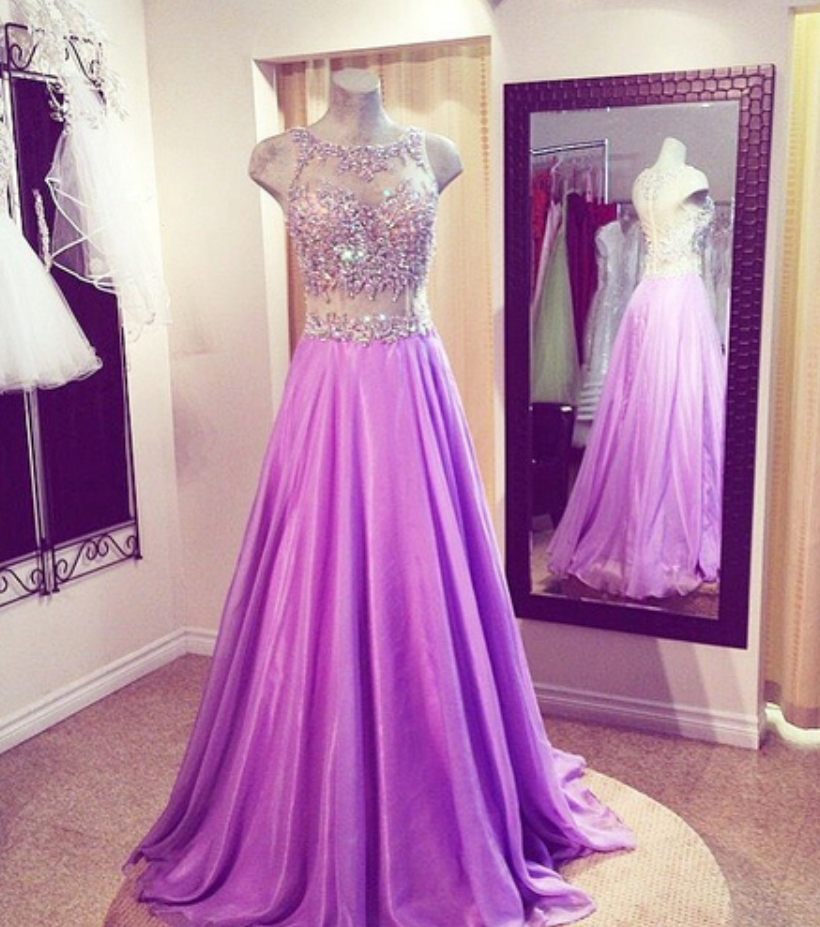 Lilac Prom Dresses Beaded Prom Dress Sexy Prom Dress 2 Piece Prom