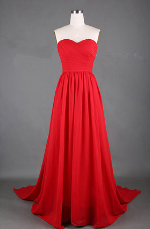 Chiffon Red Prom Dress Sexy Prom Dresses Sleeveless Evening Dress