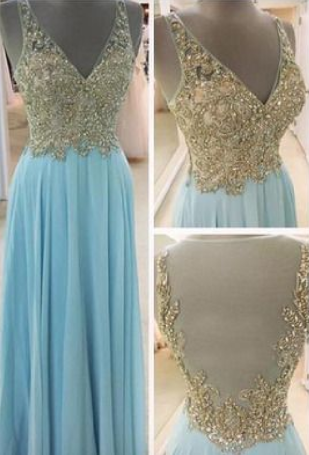 Charming Long Blue Strapless Column Prom Dress With Rhinestone