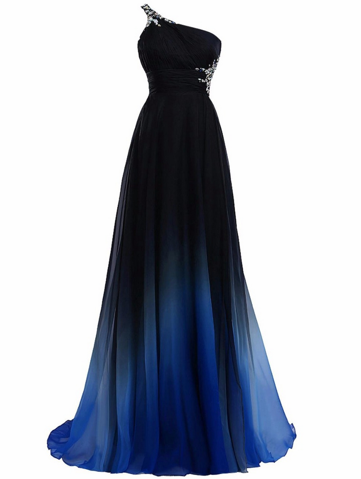 Sexy One-Shoulder Mermaid Prom Dresses Long Crystal Evening Dress Party ...