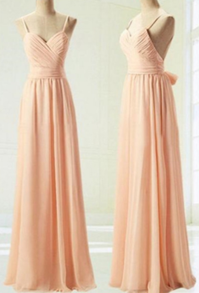 Modest Sheath Spaghetti Straps Chiffon Prom Dresses Evening Gown