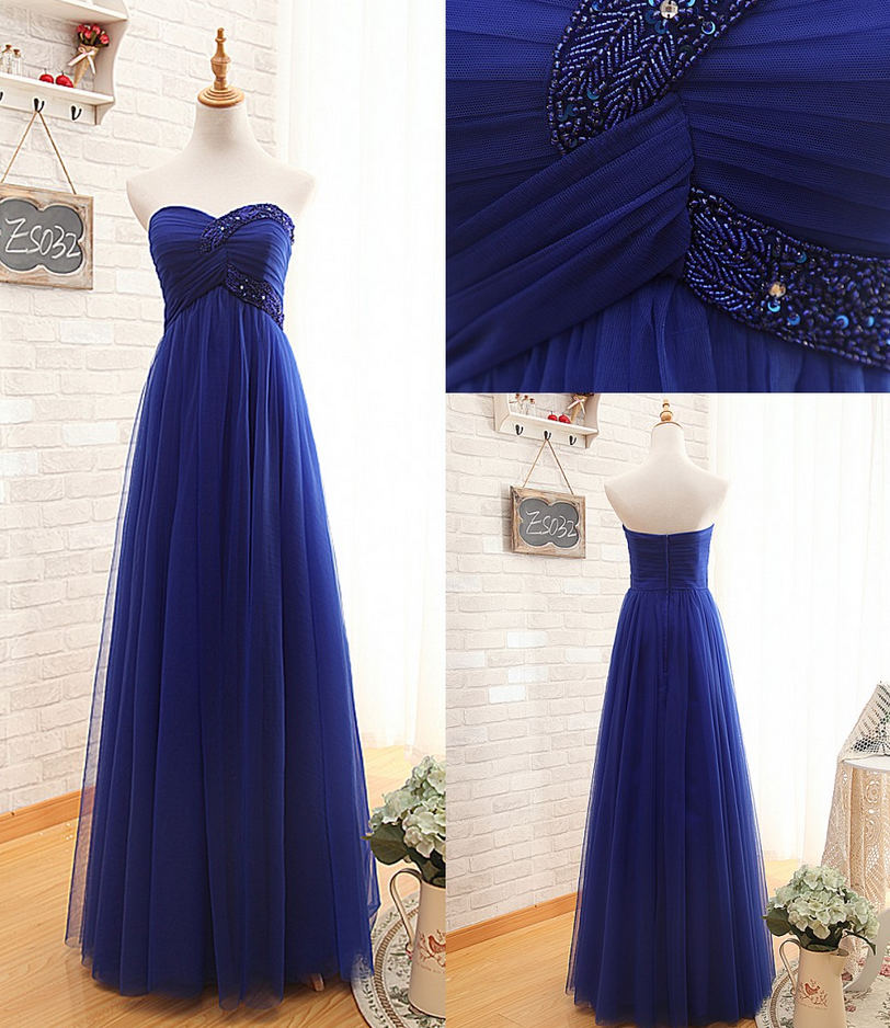 Sparkly Sweetheart Blue A-line Long Prom Dress, Princess Tulle Graduation Gown GP281 main image 0