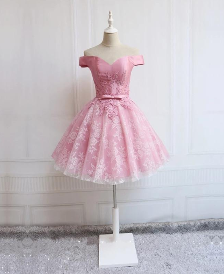 Elegant Off-shoulder Sleeveless A-line Tulle Short Homecoming Dresses For Party Online, HD01015 main image 1
