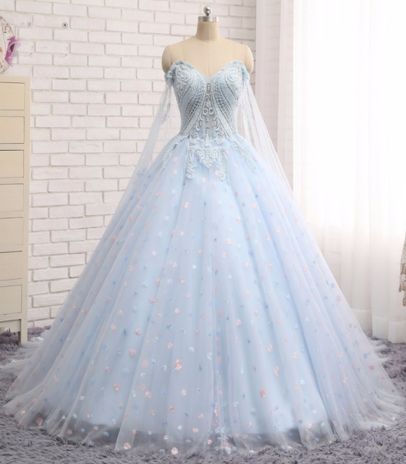 Prom Dresses Charming Prom Dress,ball Gown Prom Dress,light Blue Tulle ...