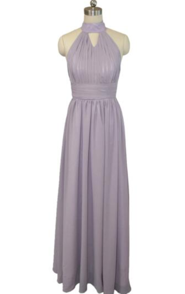 Notch Neck Chiffon Simple Floor Length Dress Plum