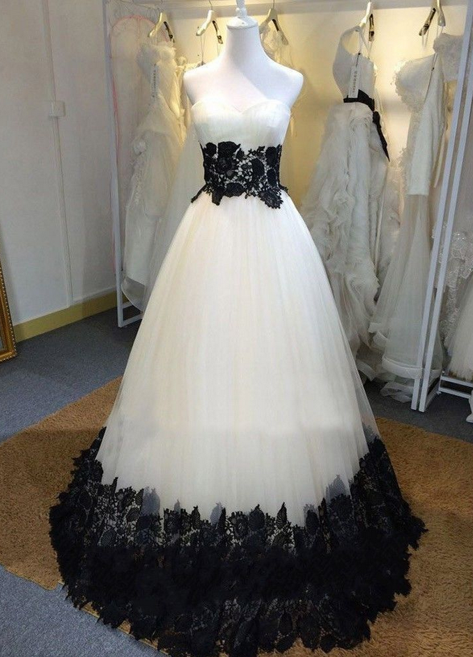 Sexy A-line Sweetheart Wedding Dresses Sweep/brush Lace Applique Tulle ...