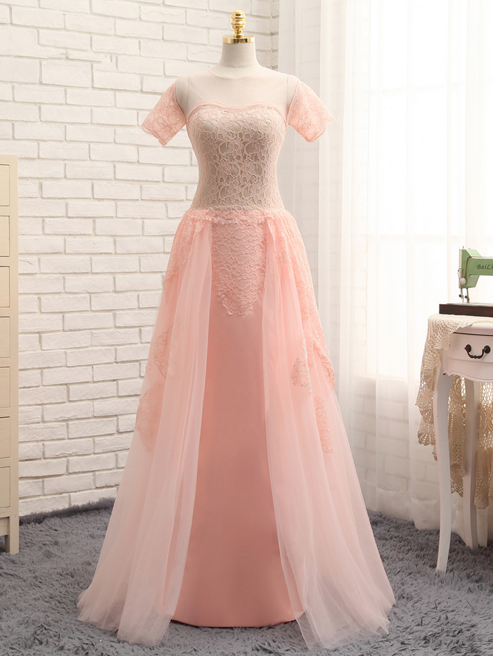 Charming Long Pink Sleeveless Evening Party Gowns Long Slit Online