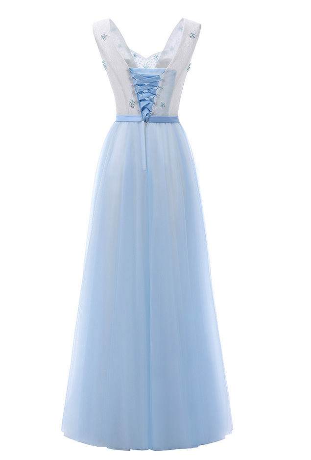 Sexy Long V-Necked Dress with Front Rose for a Date Night