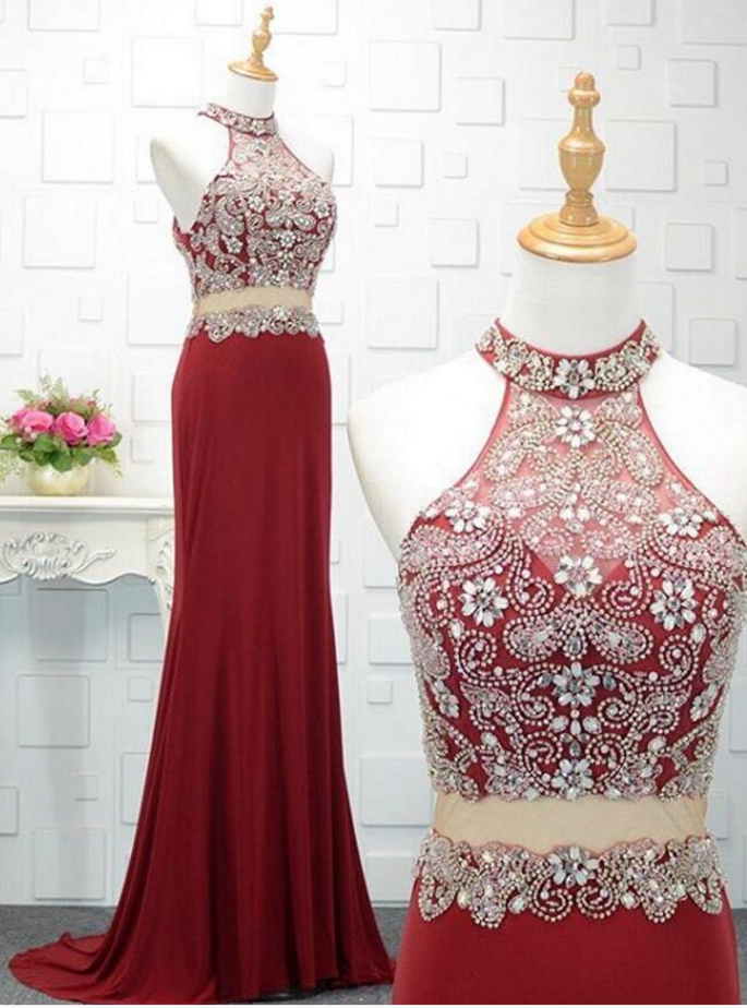 Elegant Two Piece Long Prom Dress,Charming Boho Dress  Y7025 main image 1