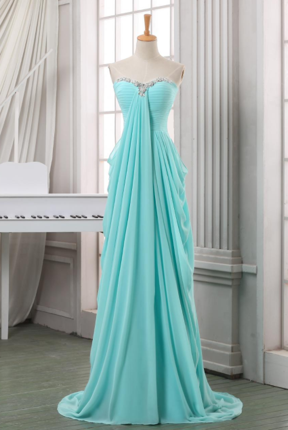 Prom Dresses Long,blue Pleated Chiffon Dresses For Prom,party Dresses ...
