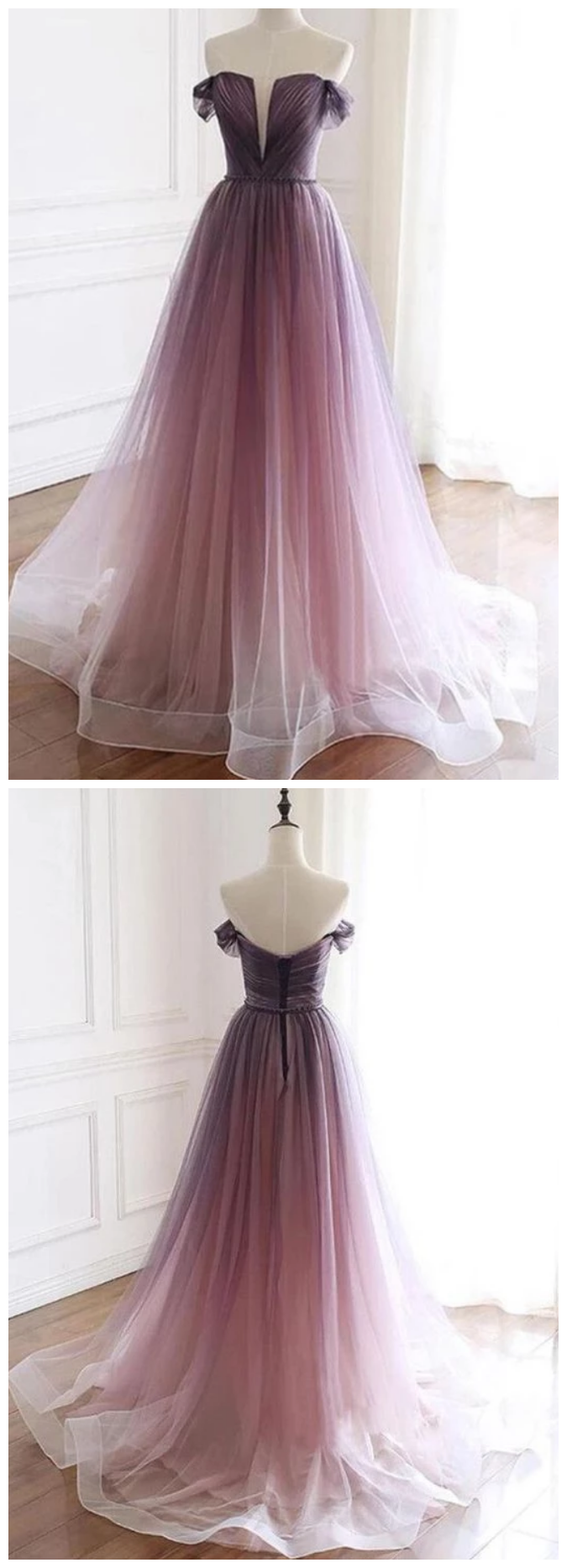 A Line Tulle Long Prom Dress on Luulla
