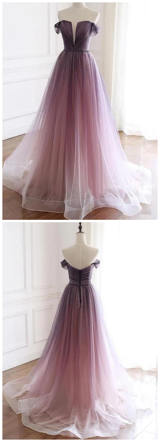 A line prom dress tulle party dress