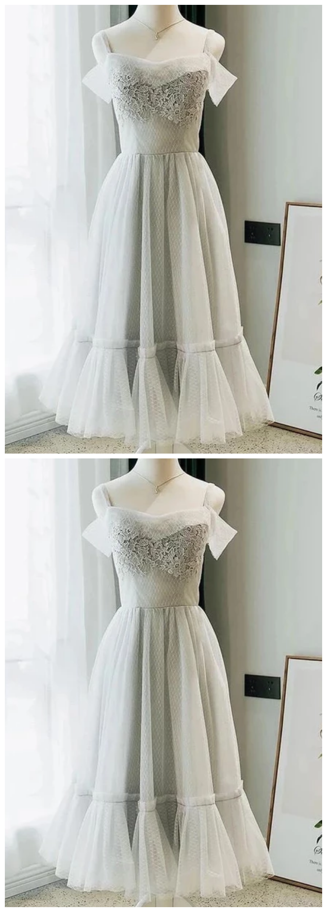 Elegant White Off-the-shoulder Beading Design A-line Party Dress Homecoming Dress, DP5851