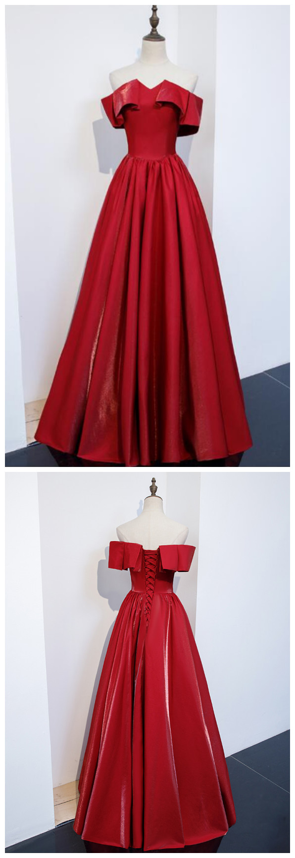 Dark Red Long Prom Party Dress A Line Elegant Gown