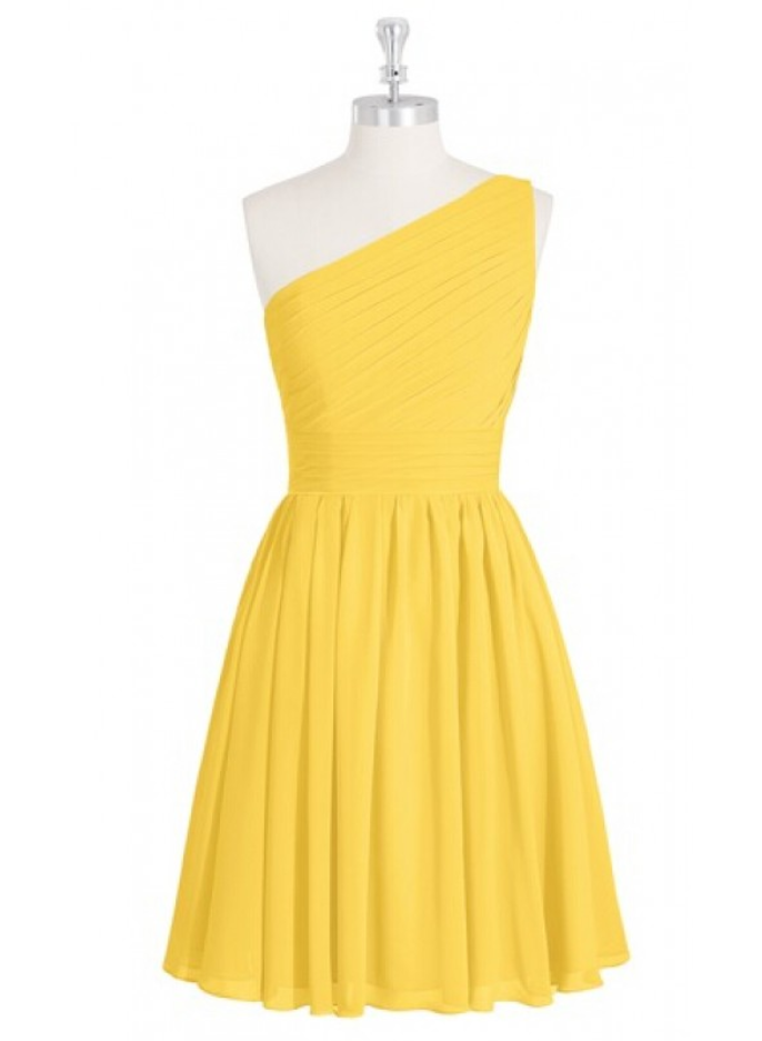 Short Yellow Bridesmaid Dresses 2018 Pleat Chiffon Robe Longue Formal
