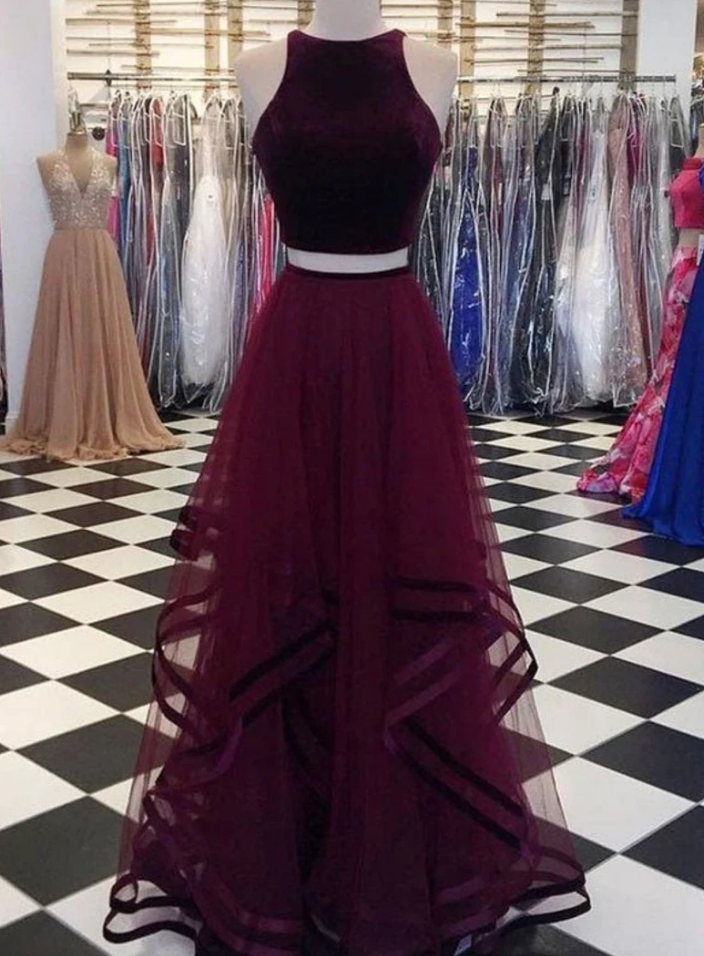 A-Line/Princess Scoop Sleeveless Sash Prom Dresses main image 1