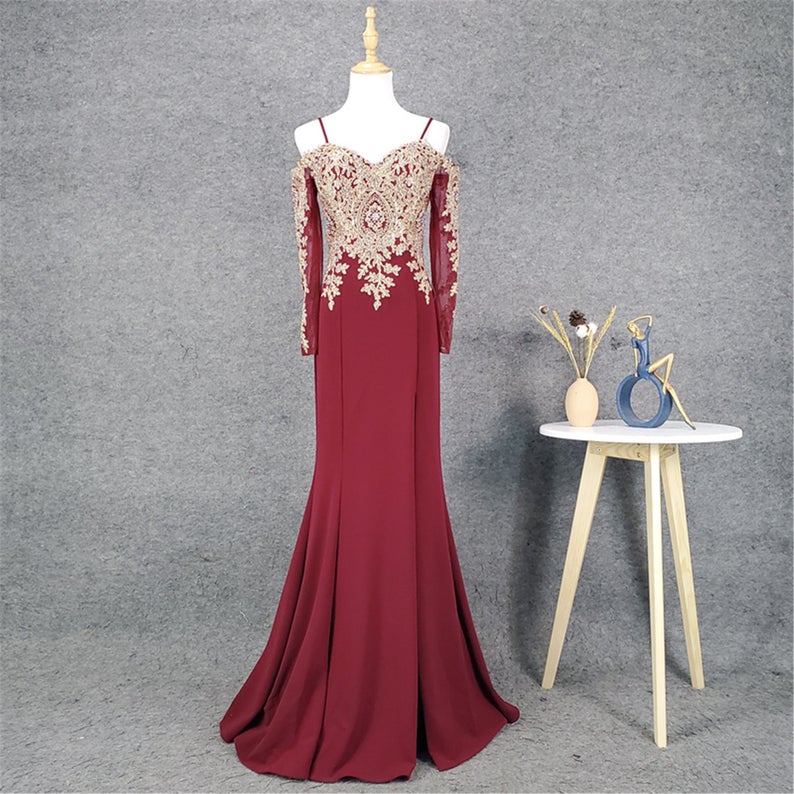 Spaghetti Straps Prom Dress,prom Dress Burgundy,prom Dress Mermaid ...