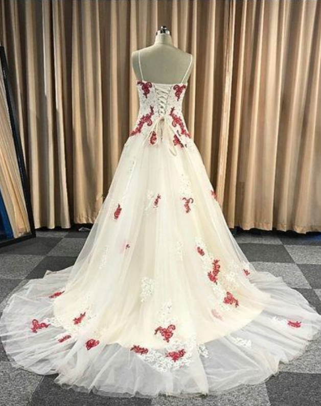 White Tulle Gold Lace Applique Long Ruffles Senior Prom Dress, Formal Dress   cg9641 main image 0