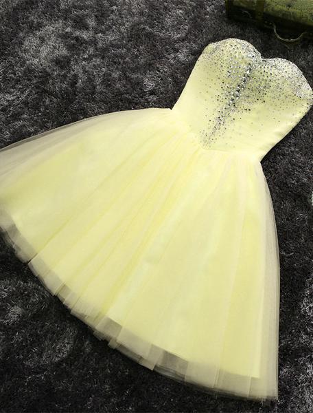 Cute Yellow Tulle Short Prom Dress Homecoming Dress Party Dress Y7667