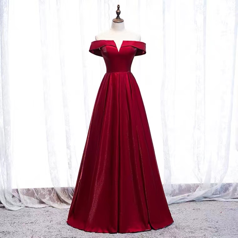 Long Red Prom Gown, Off Shoulder Simple Evening Gown on Luulla — free download