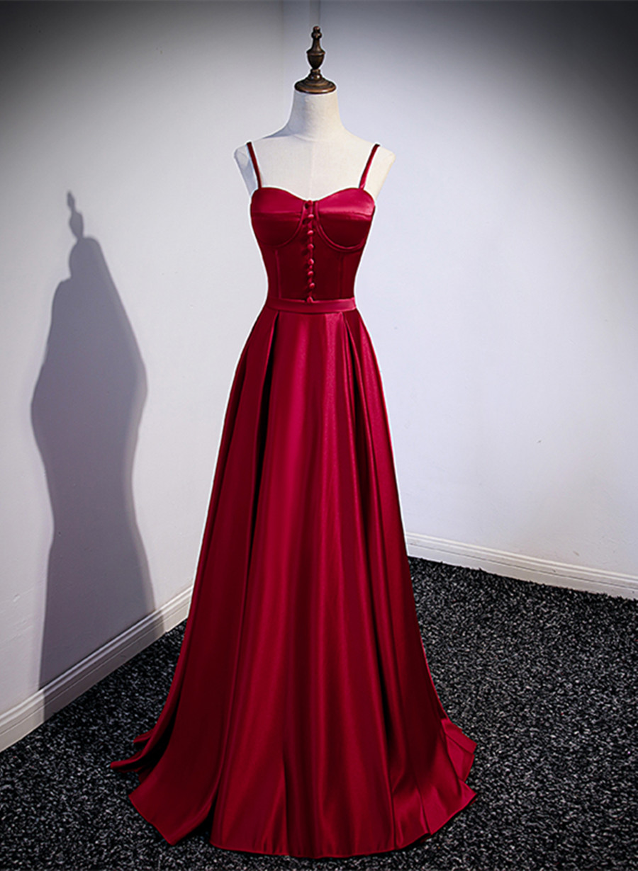 Elegant Evening Dresses/ Elegant Sloping Neck Split A-line Satin Formal Prom Dress Evening Dresses/ Evening Dresses For Women