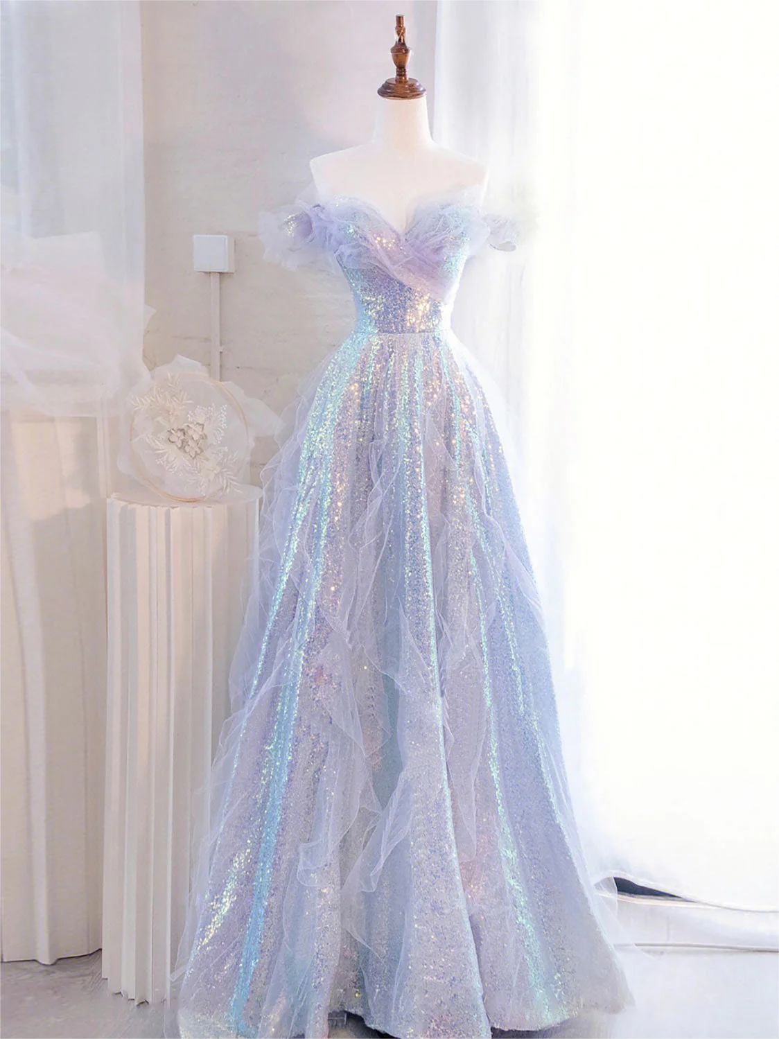 Purple Prom Dresses Off Shoulder Formal Prom Party Gowns